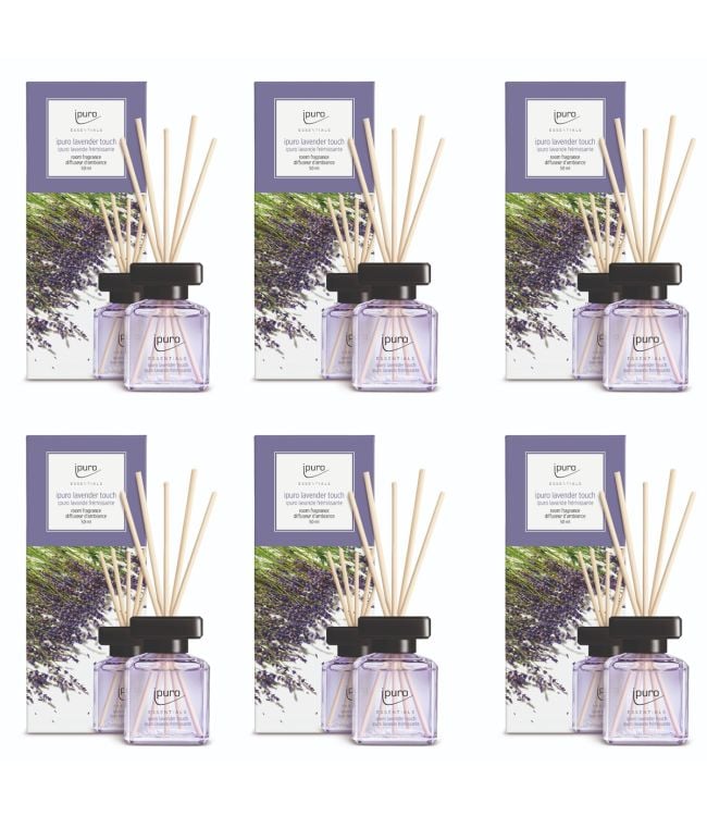 Ipuro 6 stuks geurdiffuser lavender touch 50 ml