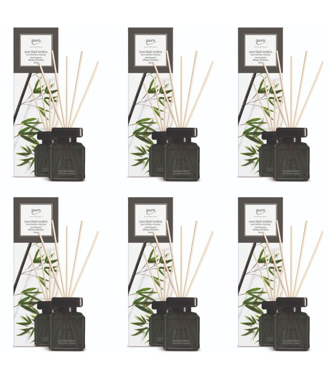 Ipuro 6 stuks geurdiffuser black bamboo 100 ml