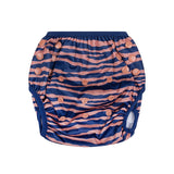 Vibrant stripes | blauw oranje wasbare zwemluier