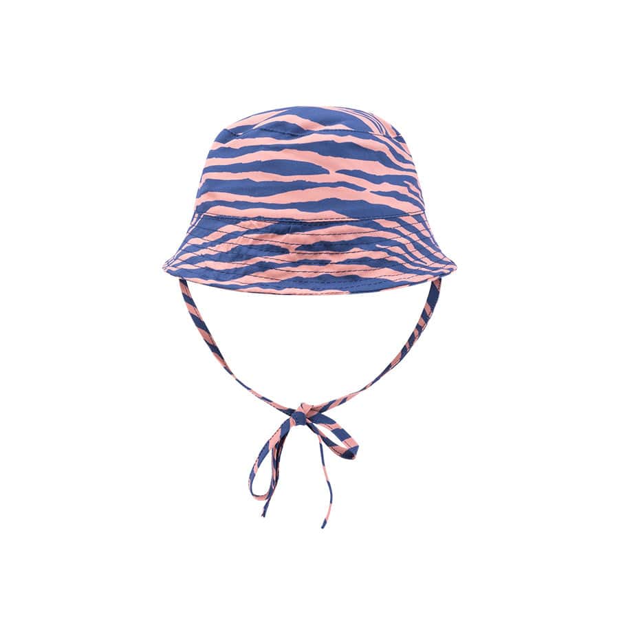 Vibrant stripes | blauw oranje uv zonnehoed