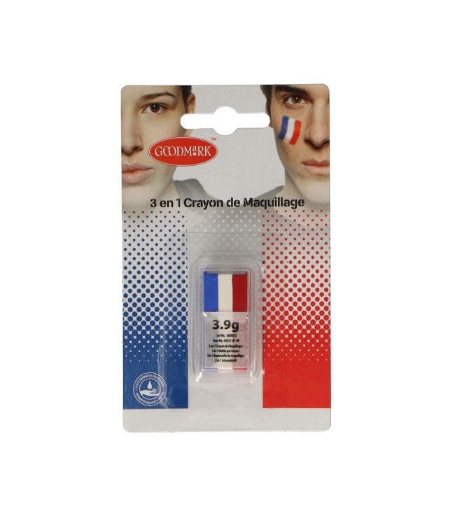 Goodmark 3 in 1 schminkstick rood - wit - blauw 3,9gr