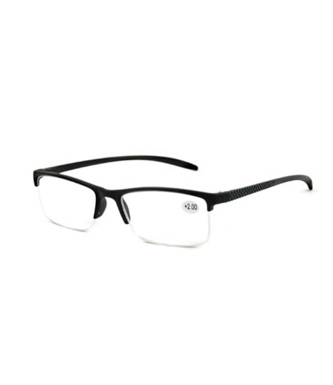 Spectrum leesbril zwart assorti rechthoekig half randloos