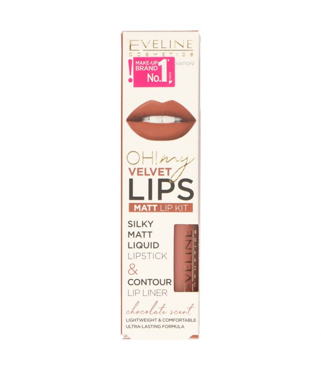 Eveline oh! my lips silky matt liquid lip kit nr. 12 praline eclair