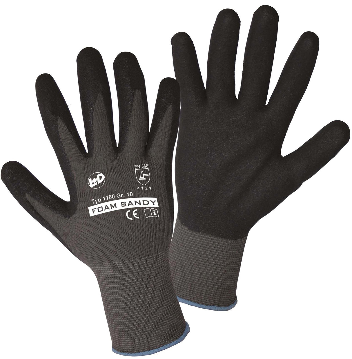 L+d work gloves gr. l foam sandy
