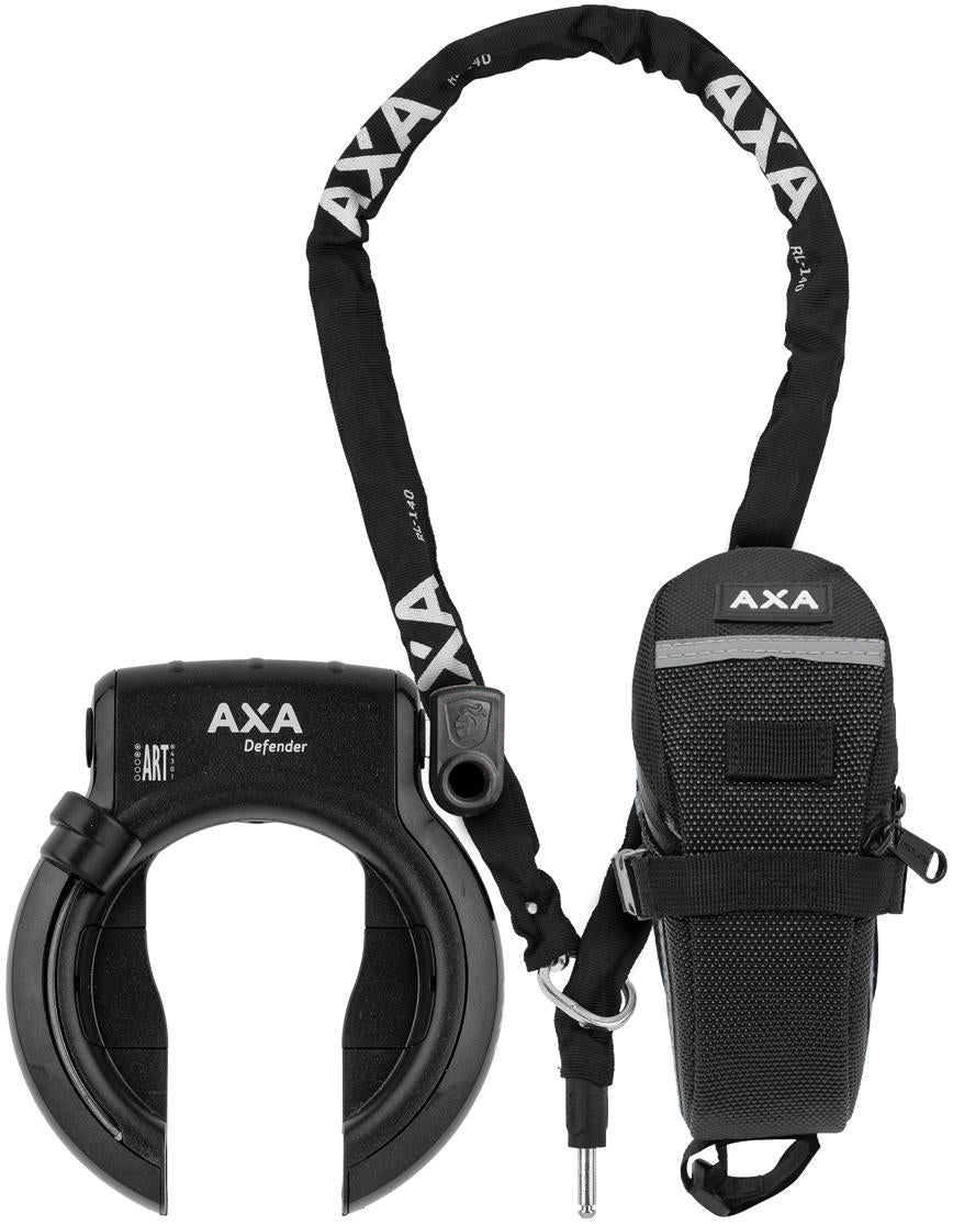 Axa Ringslot Defender met insteekketting RLC140 en zadeltas zwart