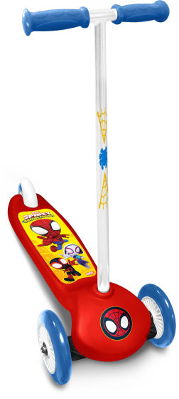 3-wiel kinderstep Spidey junior voetrem rood blauw