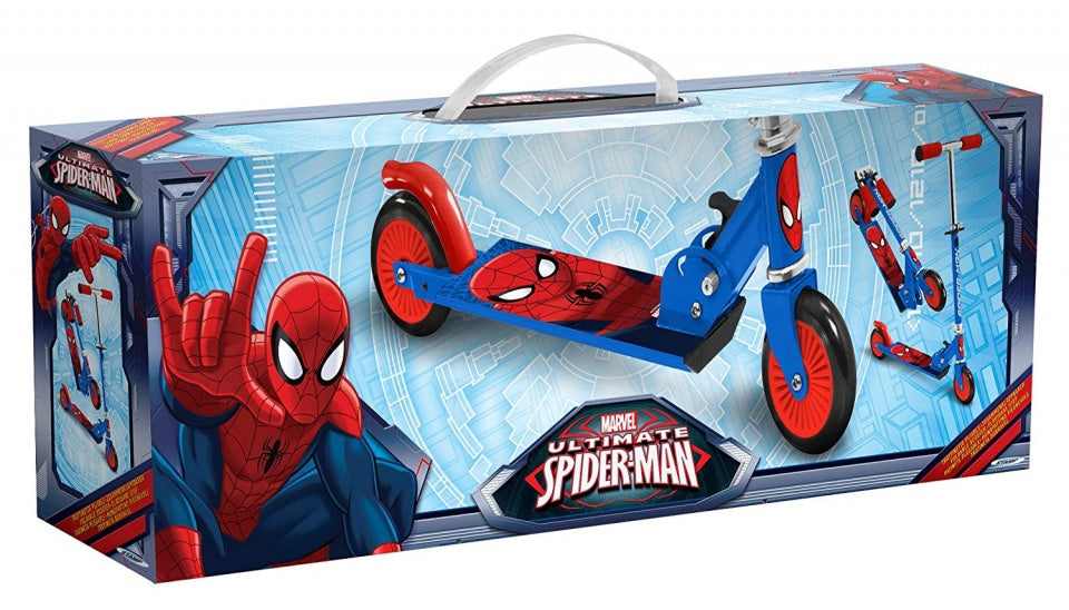 Marvel Spider-Man 2-wiel Kinderstep Opvouwbaar Voetrem Blauw Rood