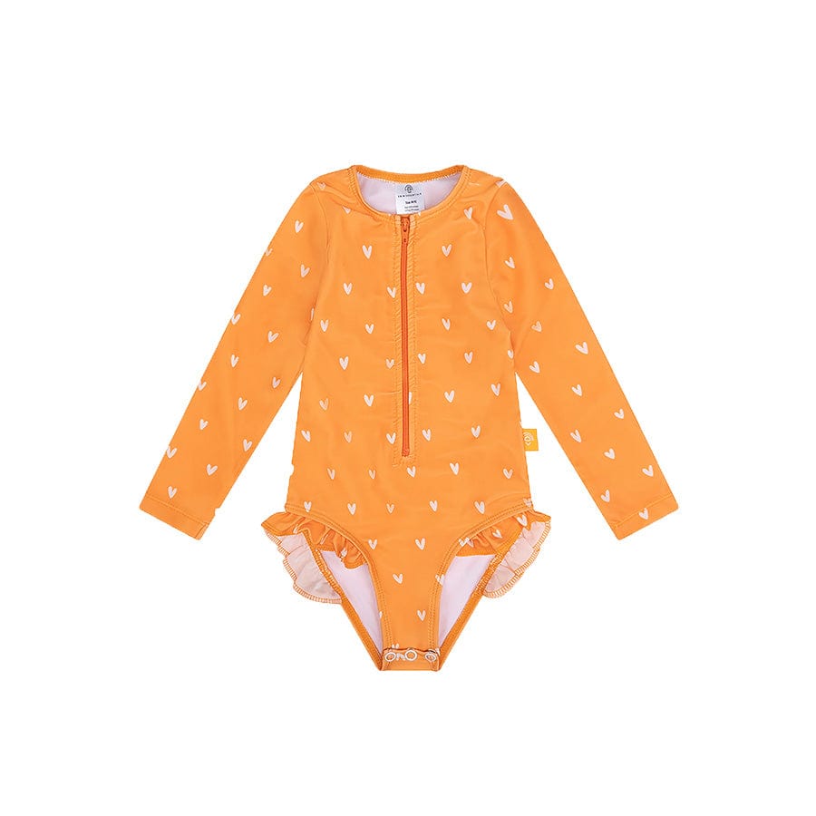 Orange kiss | oranje meisjes uv badpak met lange mouwen