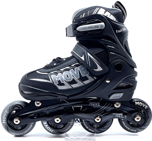 Move Inline skates Fast semi-softboot verstelbaar zwart maat 38-41