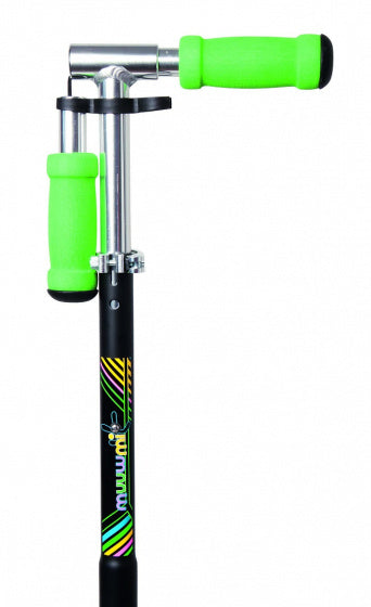 Muuwmi Neon 2-wiel Kinderstep LED Opvouwbaar Voetrem Zwart Groen