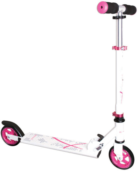 Muuwmi 2-wiel Kinderstep Opvouwbaar Voetrem Wit Roze