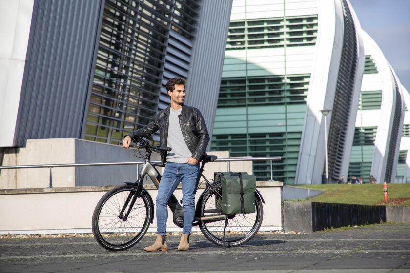 Fietstas Odense - Stoere, ruime dubbele achtertas voor elektrische fietsen - Groen