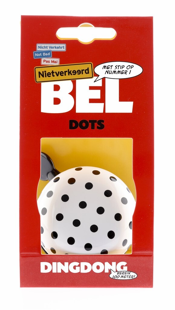Nv ding dong bel 60mm dots wit met zwarte stippenkaart