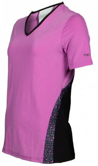 Papillon Sportshirt dames polyester elastaan roze zwart mt L
