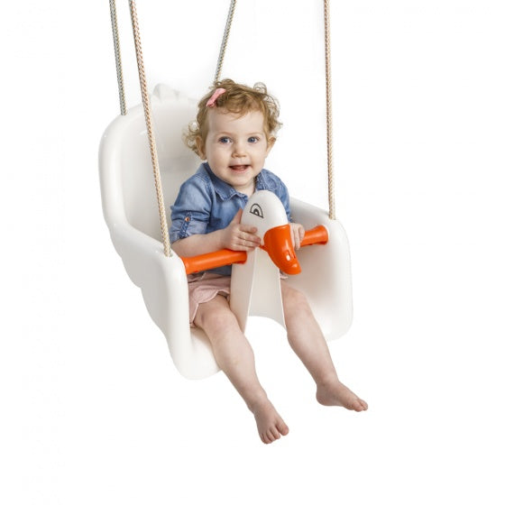 Paradiso toys Baby schommelzitje Zwaan wit oranje