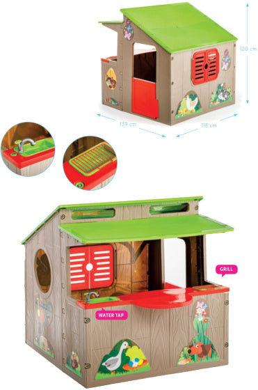Paradiso toys Kiosk Speelhuis 139 x 118 cm Bruin groen rood
