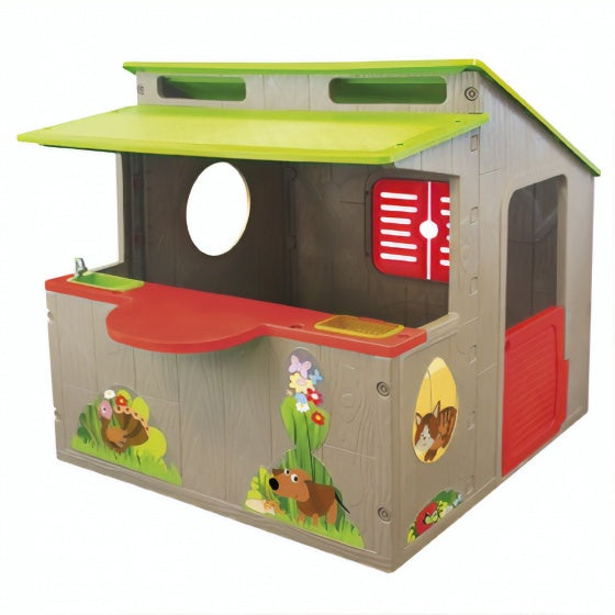 Paradiso toys Kiosk Speelhuis 139 x 118 cm Bruin groen rood