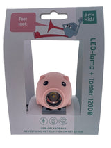 Pexkids led-lamp varken met toeter, usb-oplaadbaar, roze