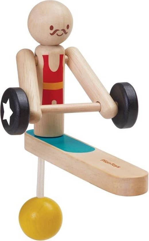 Oku plan toys weightlifting acrobaat van hout