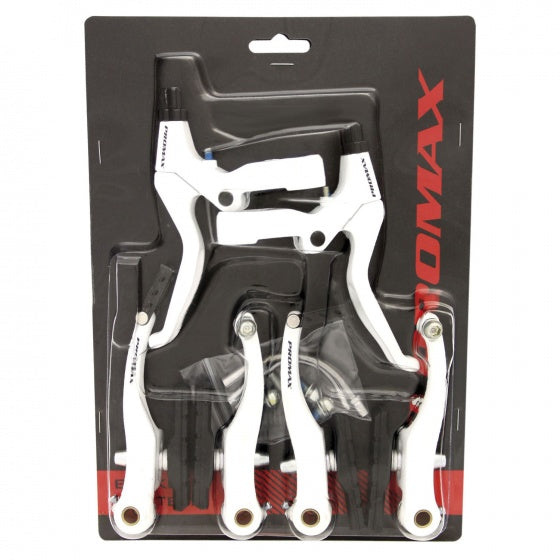 Promax Remset V-brake met remgrepen aluminium wit