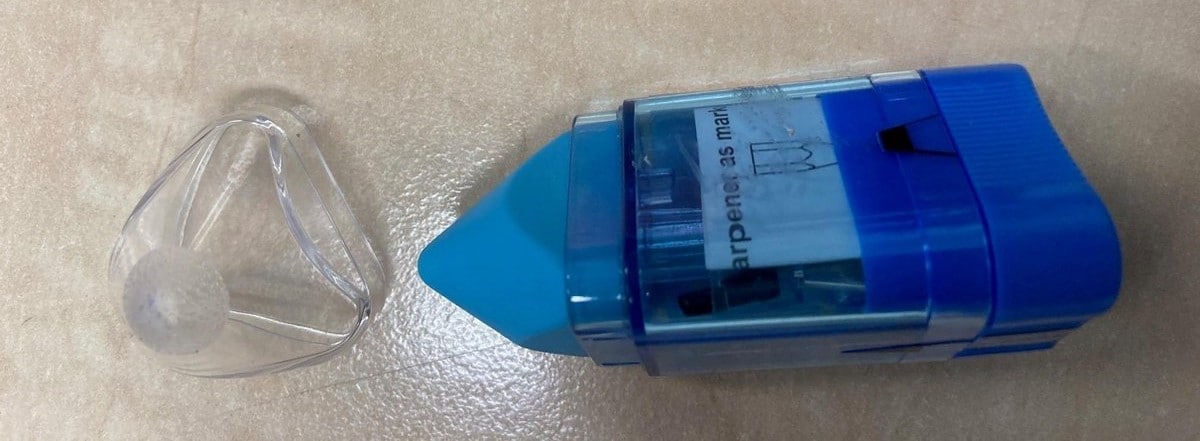 Bruynzeel gum en puntenslijper met opvangbakje blauw