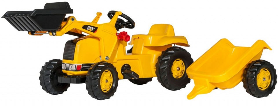 Rolly toys traptractor met aanhanger rollykid cat geel