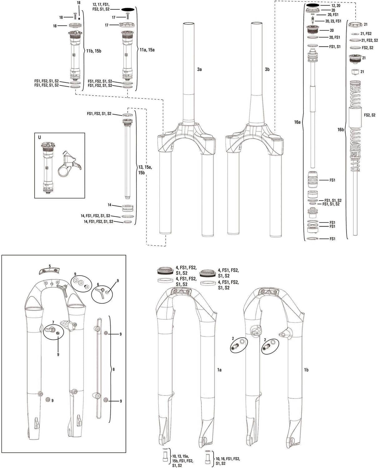 Rockshox verende voorvork paragon rl solo air 28 sus.fork paragon rl solo air 28