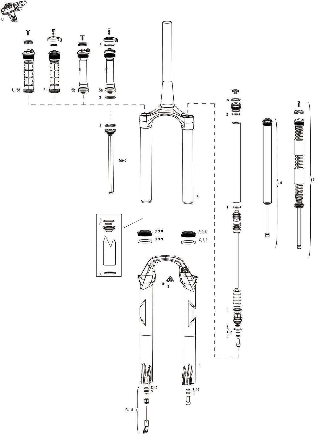Rockshox verende voorvork recon silver rl 29 susp.fork rs recon sil.rl 1,5 to 1 1 8 black