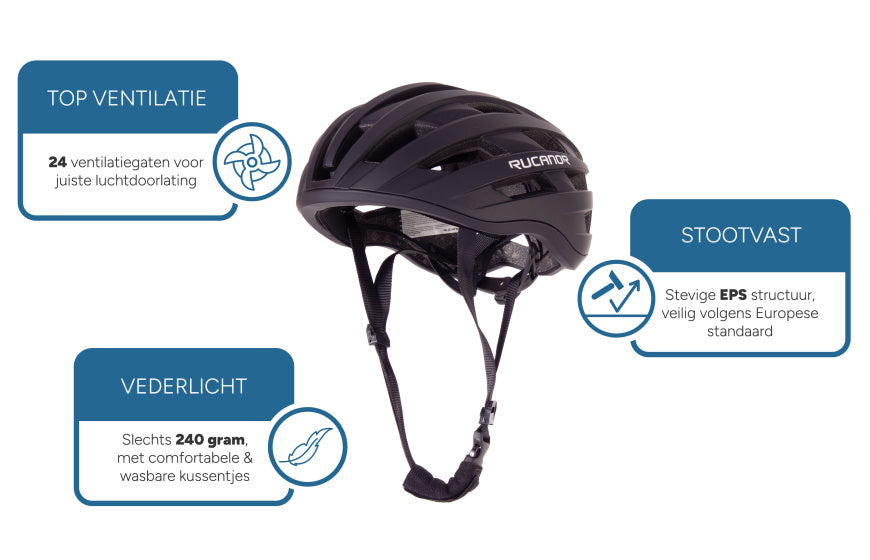 Rucanor Grav Fietshelm Verstelbaar Zwart Maat 55-58 cm (M)