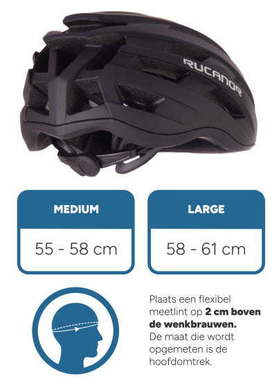 Rucanor Grav Fietshelm Verstelbaar Zwart Maat 55-58 cm (M)