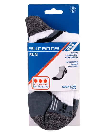 Rucanor Hardloopsokken kort 2-pack wit grijs maat 39-42