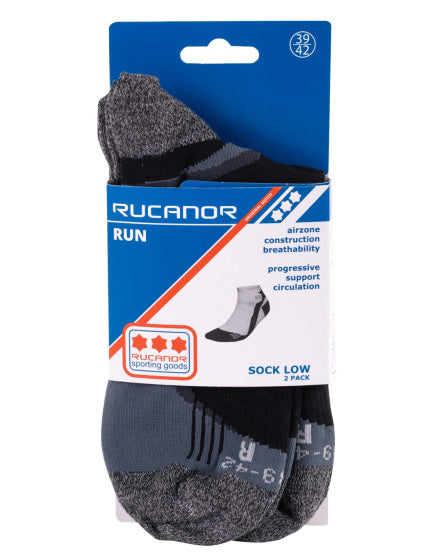 Rucanor Hardloopsokken kort 2-pack zwart maat 35-38