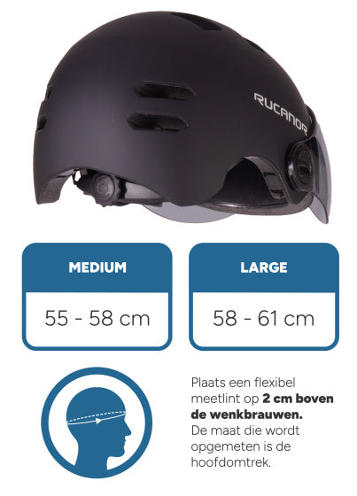 Rucanor Urban Sprint Fietshelm Verstelbaar Zwart Maat 55-58 cm (M)