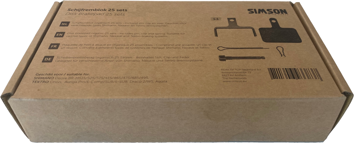 Simson schijfremblok e-bike shimano tektro bulk (25 sets)