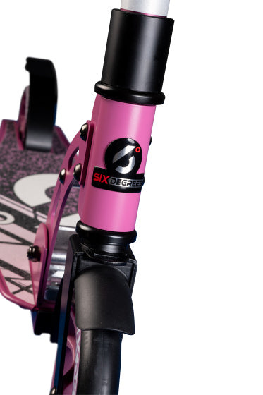 Six degrees 2-wiel Kinderstep Opvouwbaar Voetrem Roze Zwart
