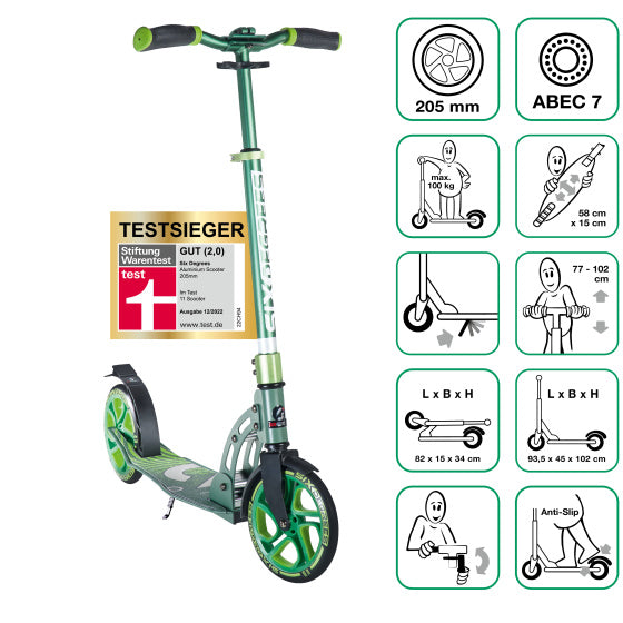 Six degrees 2-wiel Step Opvouwbaar Voetrem Lichtgroen Wit
