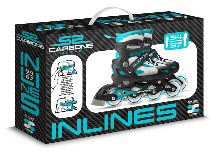 Skids control - Carbone inline skates semi-softboot verstelbaar zwart maat 34-37