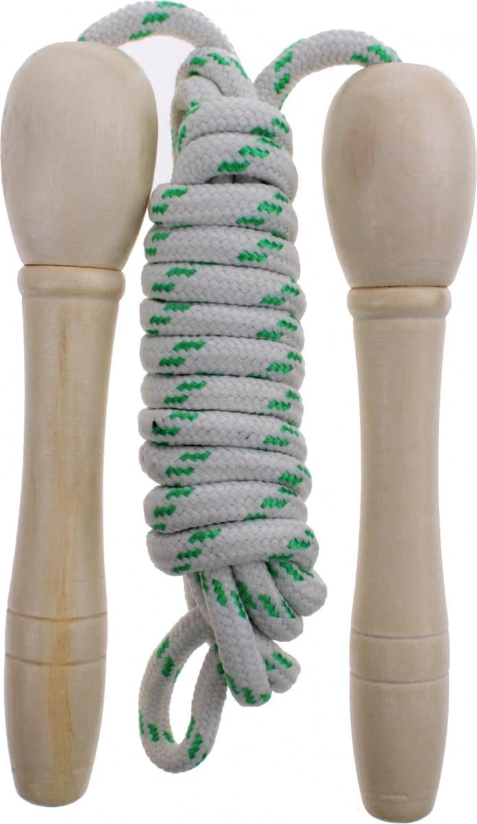 Jonotoys springtouw met houten klossen, lengte 210 cm