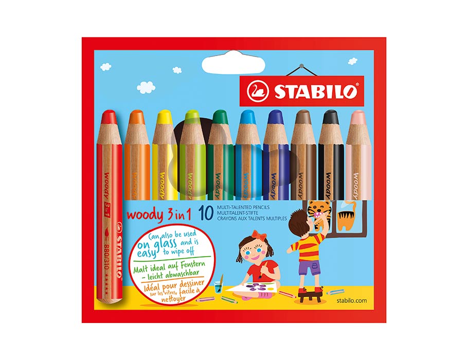 STABILO Woody 3in1 Kleurpotloden - 10 kleuren