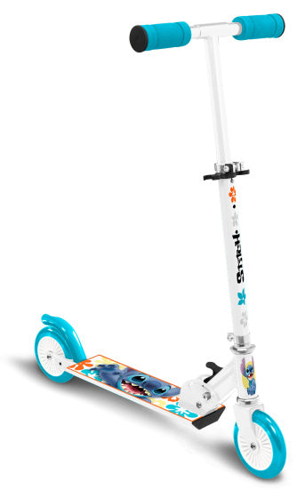 Disney 2-wiel Kinderstep Opvouwbaar Voetrem Wit Petroblauw