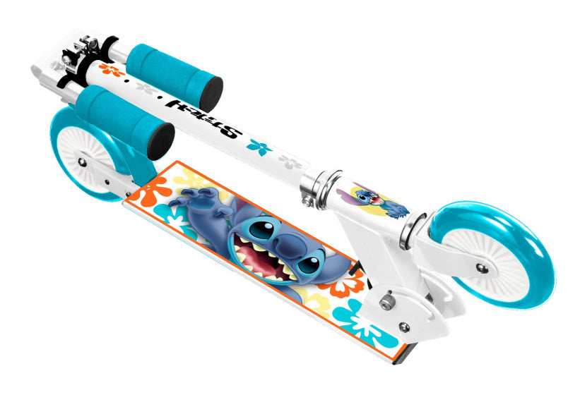 Disney 2-wiel Kinderstep Opvouwbaar Voetrem Wit Petroblauw