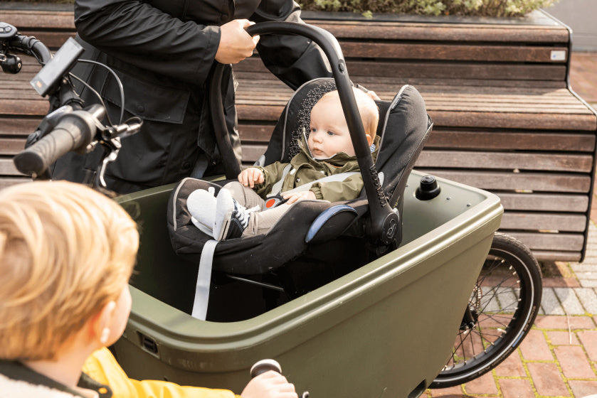 Steco mini mee maxi cosi adapter voor de bakfiets mat zwart