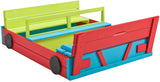 SwingKing Zandbak Auto 120 x 100 x 20 cm hout blauw groen rood
