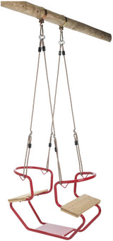 SwingKing Duoschommel 92 x 44 x 53 cm Staal Hout Rood Naturel