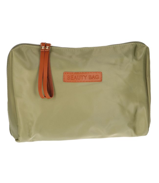 Traveller toilettas beauty bag groen bruin 30cm x 20cm