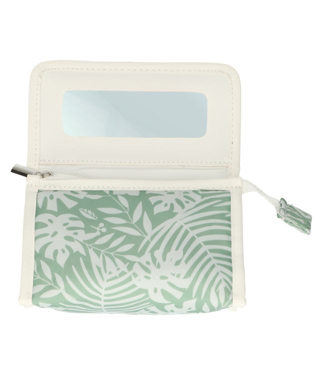 Traveller spiegeltas bladeren groen wit 16.5cm x 11cm