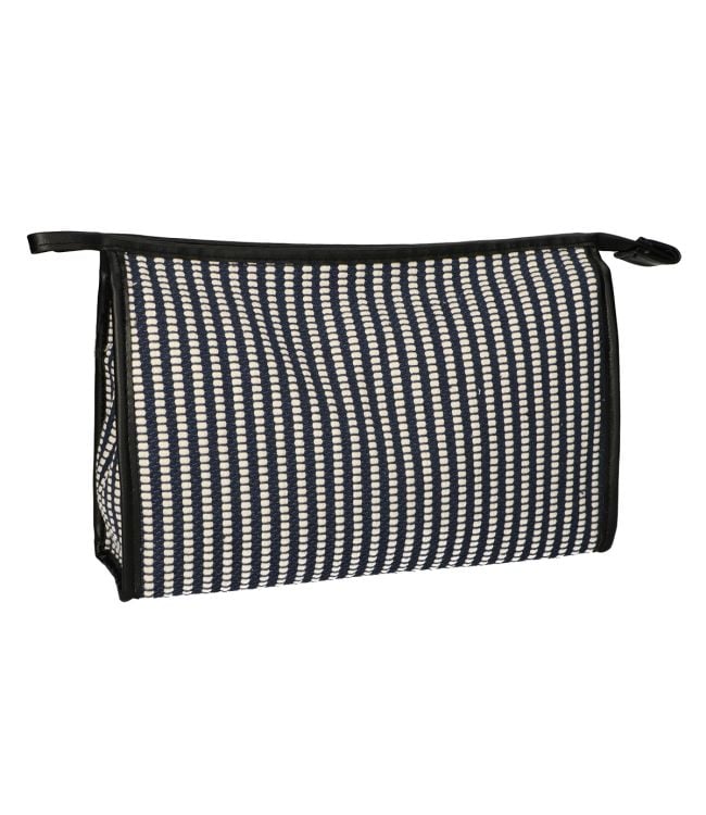 Traveller toilettas stripe blauw creme 30x20cm
