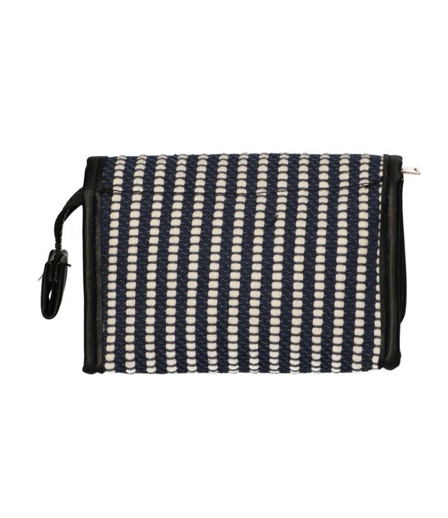 Traveller spiegeltas stripe blauw creme 16.5x11cm