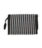 Traveller spiegeltas stripe blauw creme 16.5x11cm