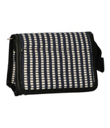 Traveller spiegeltas stripe blauw creme 16.5x11cm
